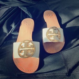 Tory Burch sandals, white and gold